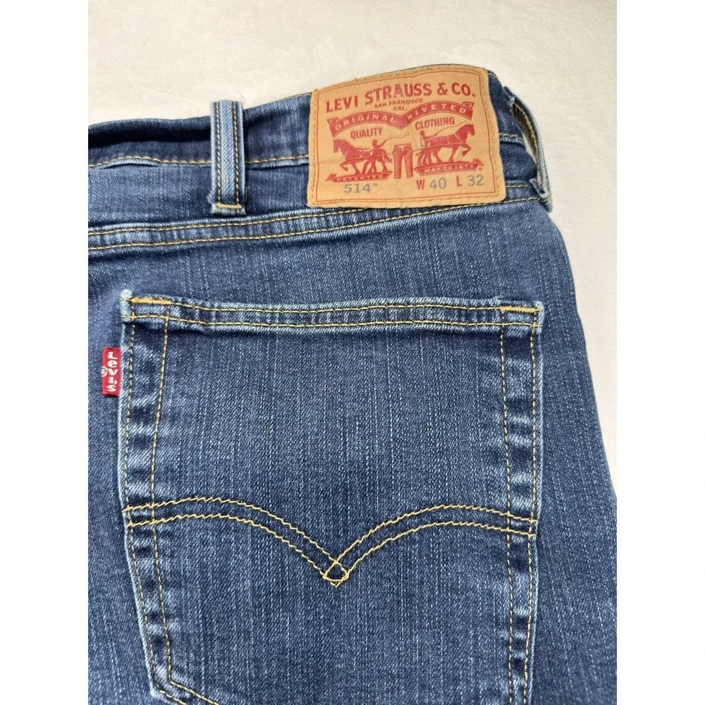 Levis 514 Jeans Mens 40x26 Blue Denim Straight Leg Regular Fit Medium Wash
